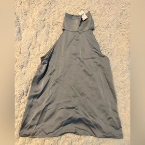 XS- ANN TAYLOR Silver Mock Neck Blouse- NEW